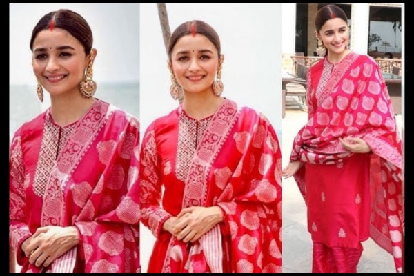 The Evergreen Red suit - Traditional Outfit inspiration from Alia Bhatt