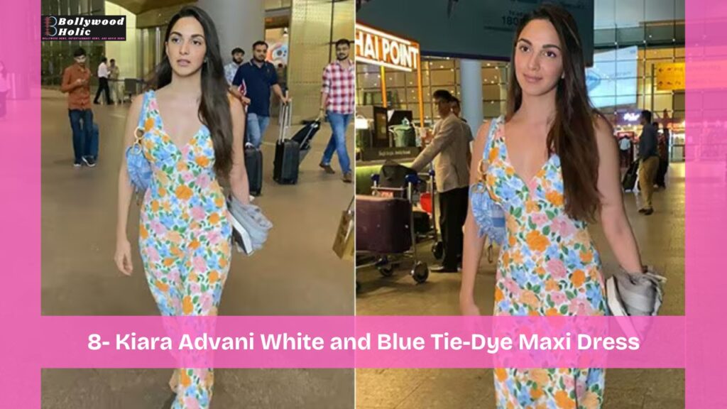 Kiara Advani White and Blue Tie-Dye Maxi Dress