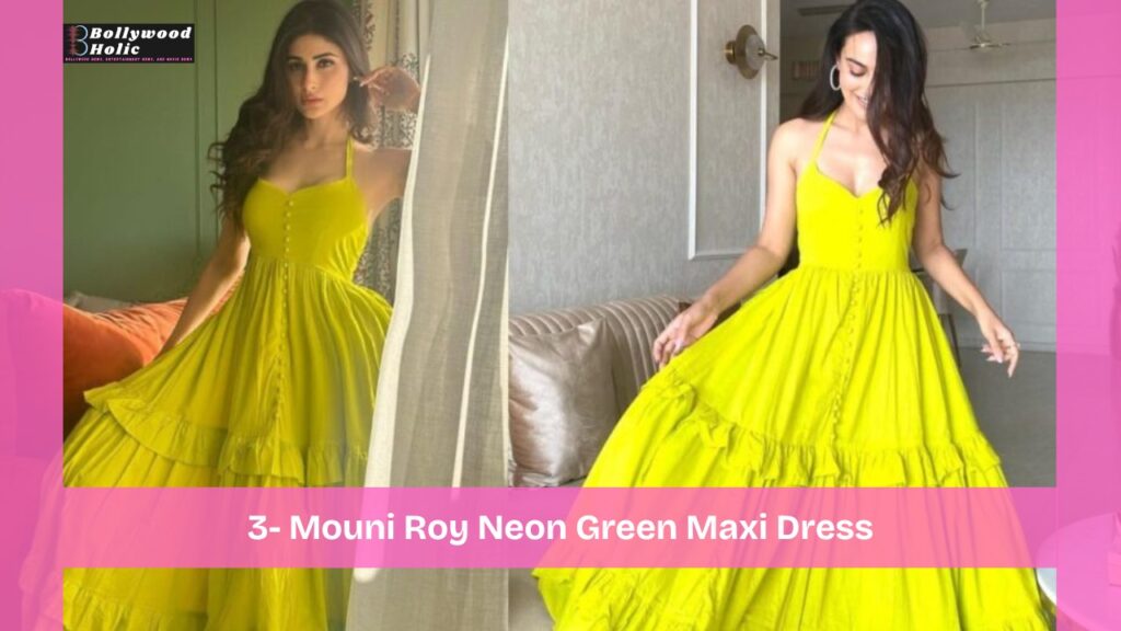 Mouni Roy Neon Green Maxi Dress